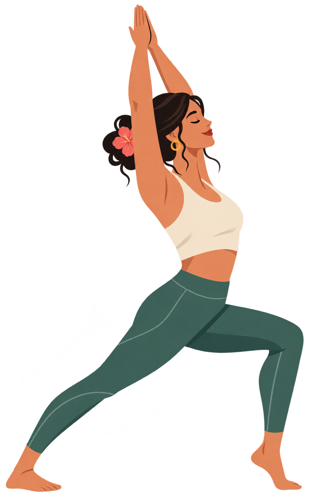 Mujer latina practicando una postura de yoga